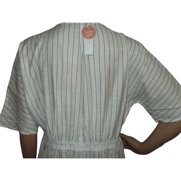 Baileys Blossoms Cardigan Womens XS/S white black striped Duster Kimono Coverup - Picture 6 of 12